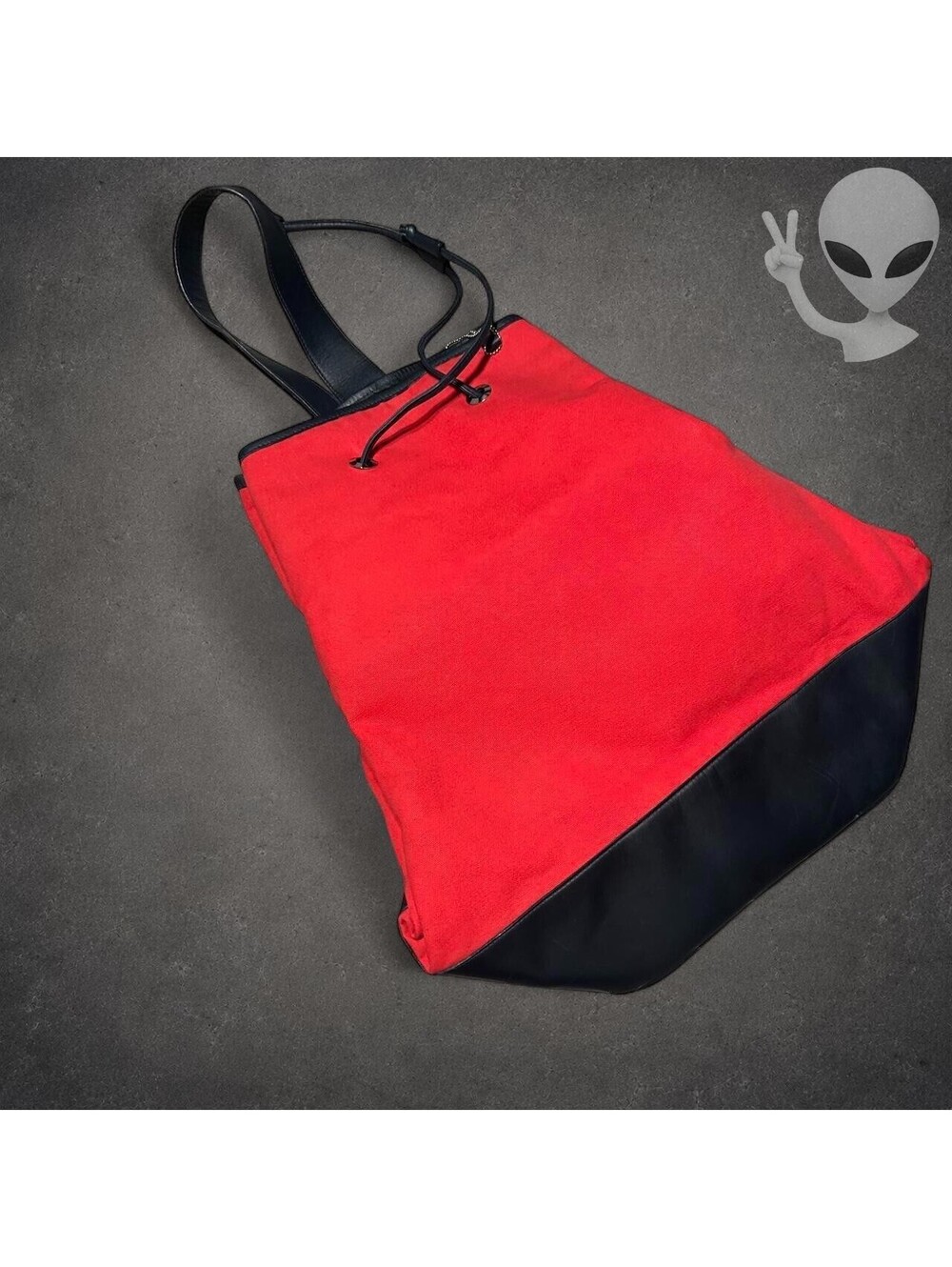 Vintage Ralph Lauren Sport Canvas Drawstring Backpack Bucket Bag Red - Picture 2 of 8